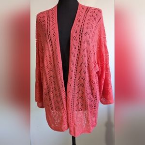 NWT Vince Camuto crochet weave cardigan in coral - one size